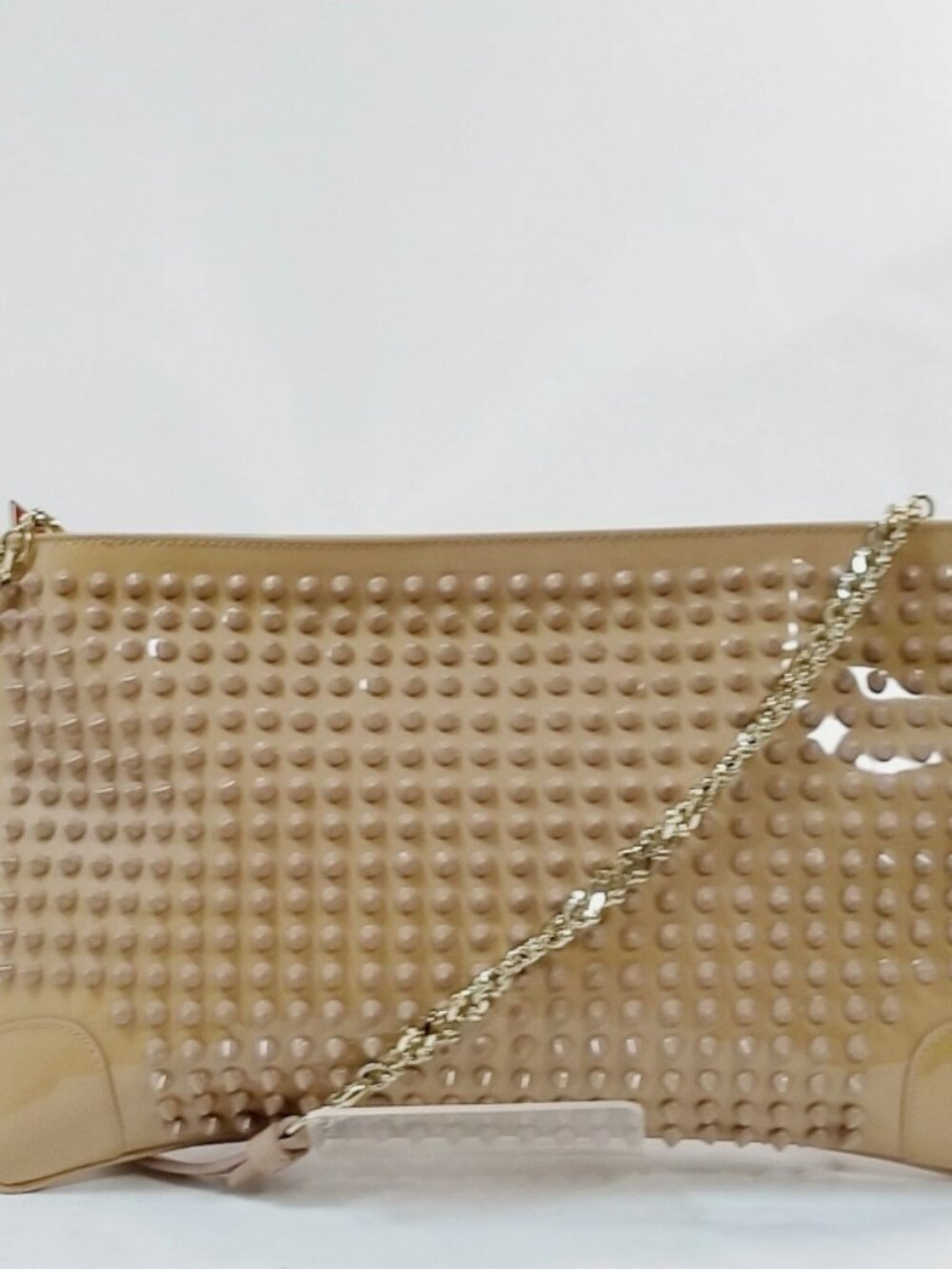 Christian Louboutin Patent Leather Loubiposh Clutch Spiked Leather